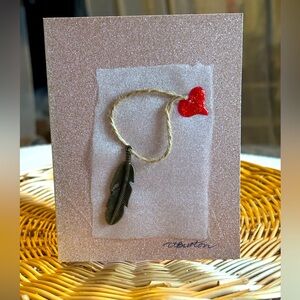 ❤️🪶Hand painted heart with feather charm